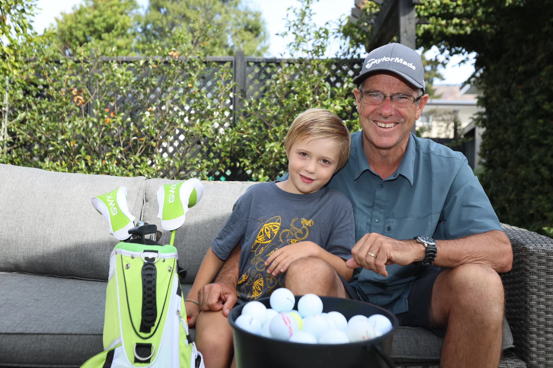 Josh hits the golf course with poppa