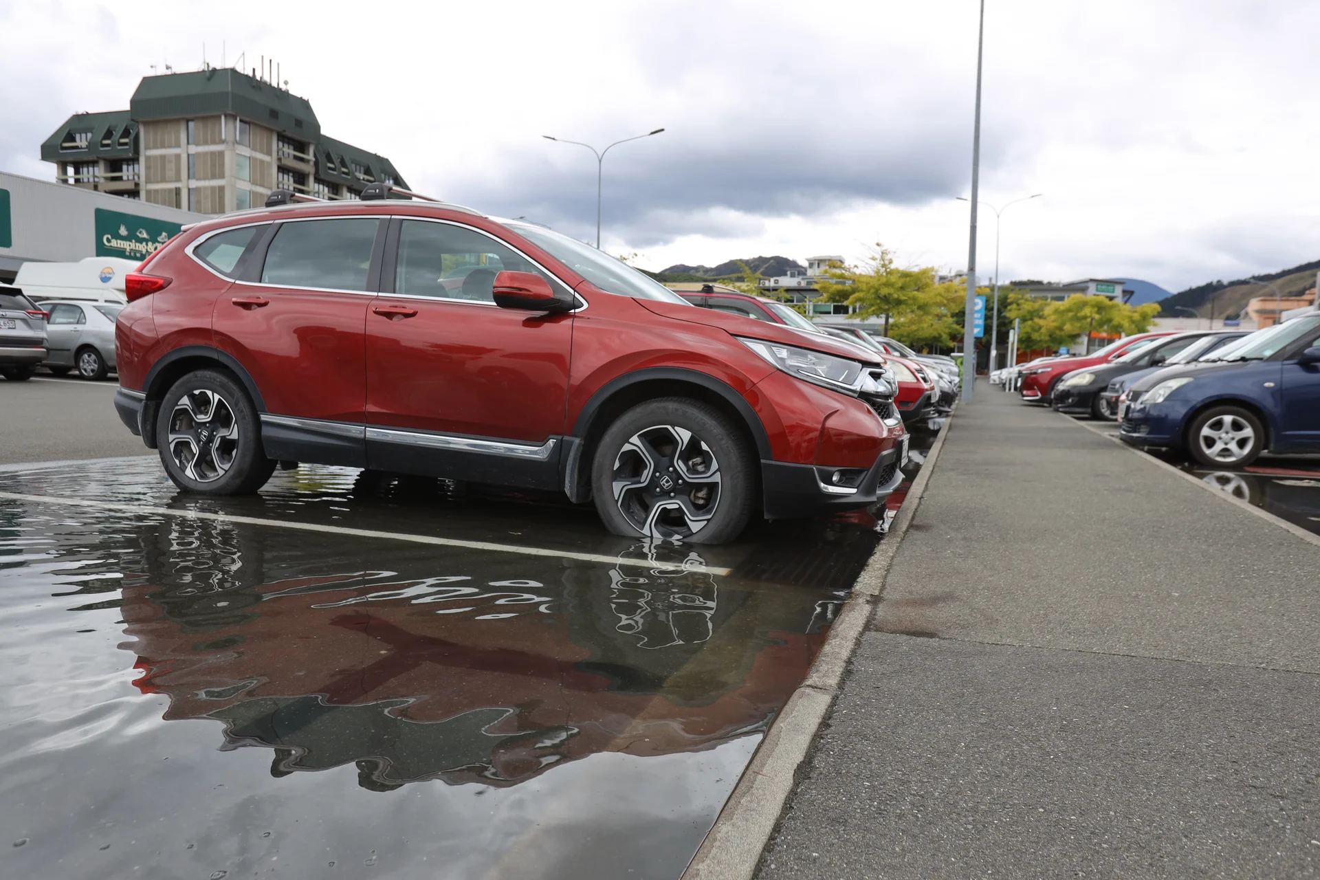 King tide floods carpark