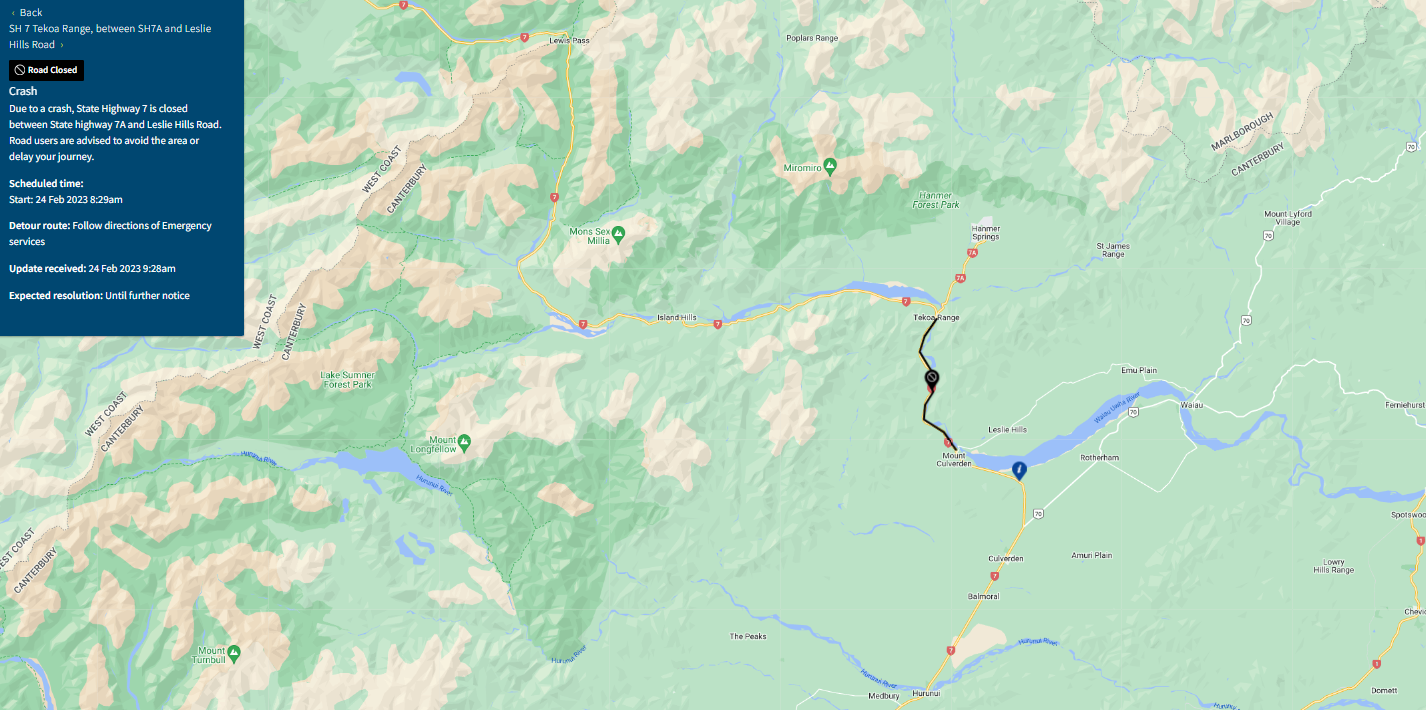 Fatal crash blocks route to Christchurch