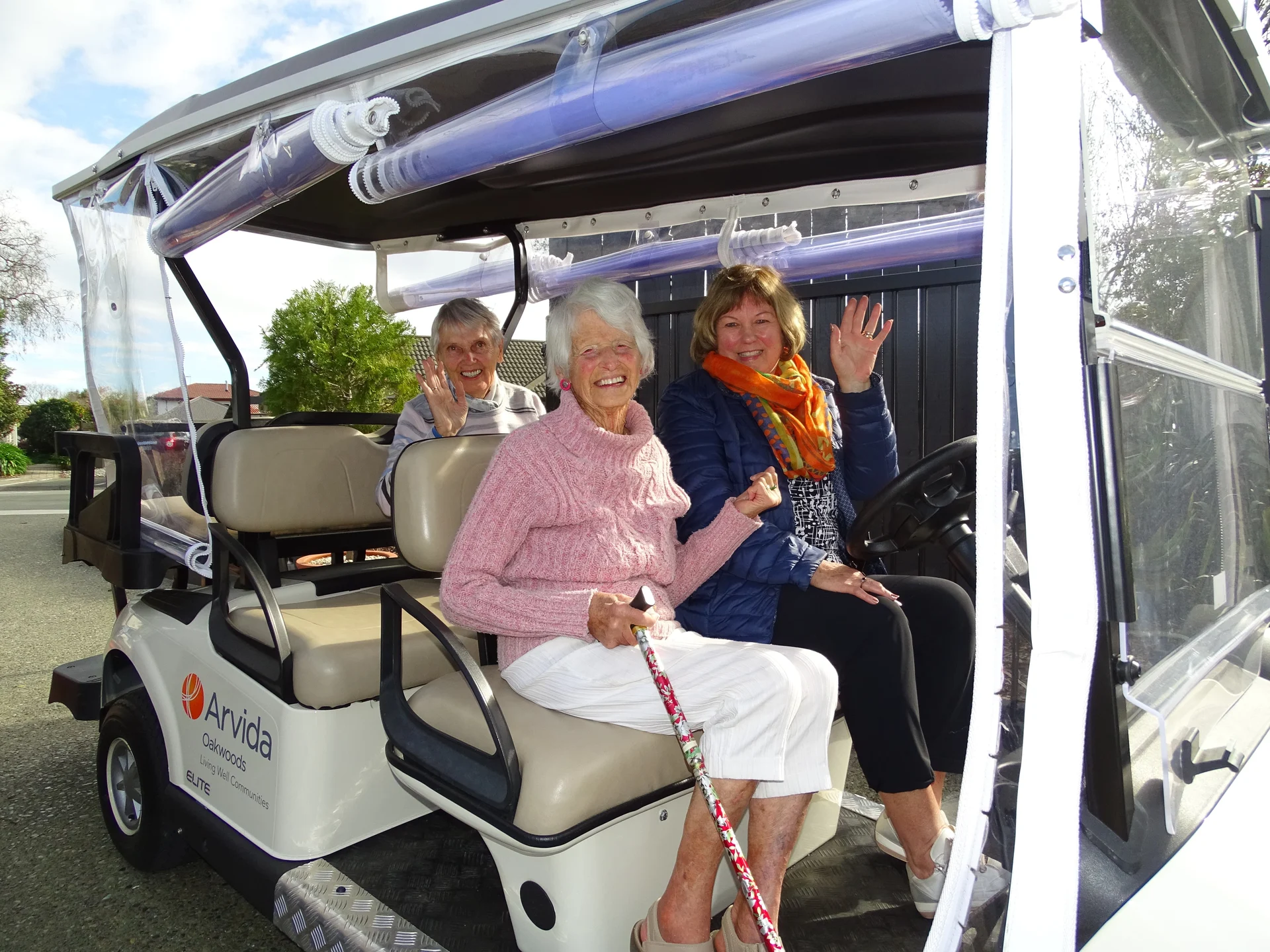 Up the garden path in a golf cart