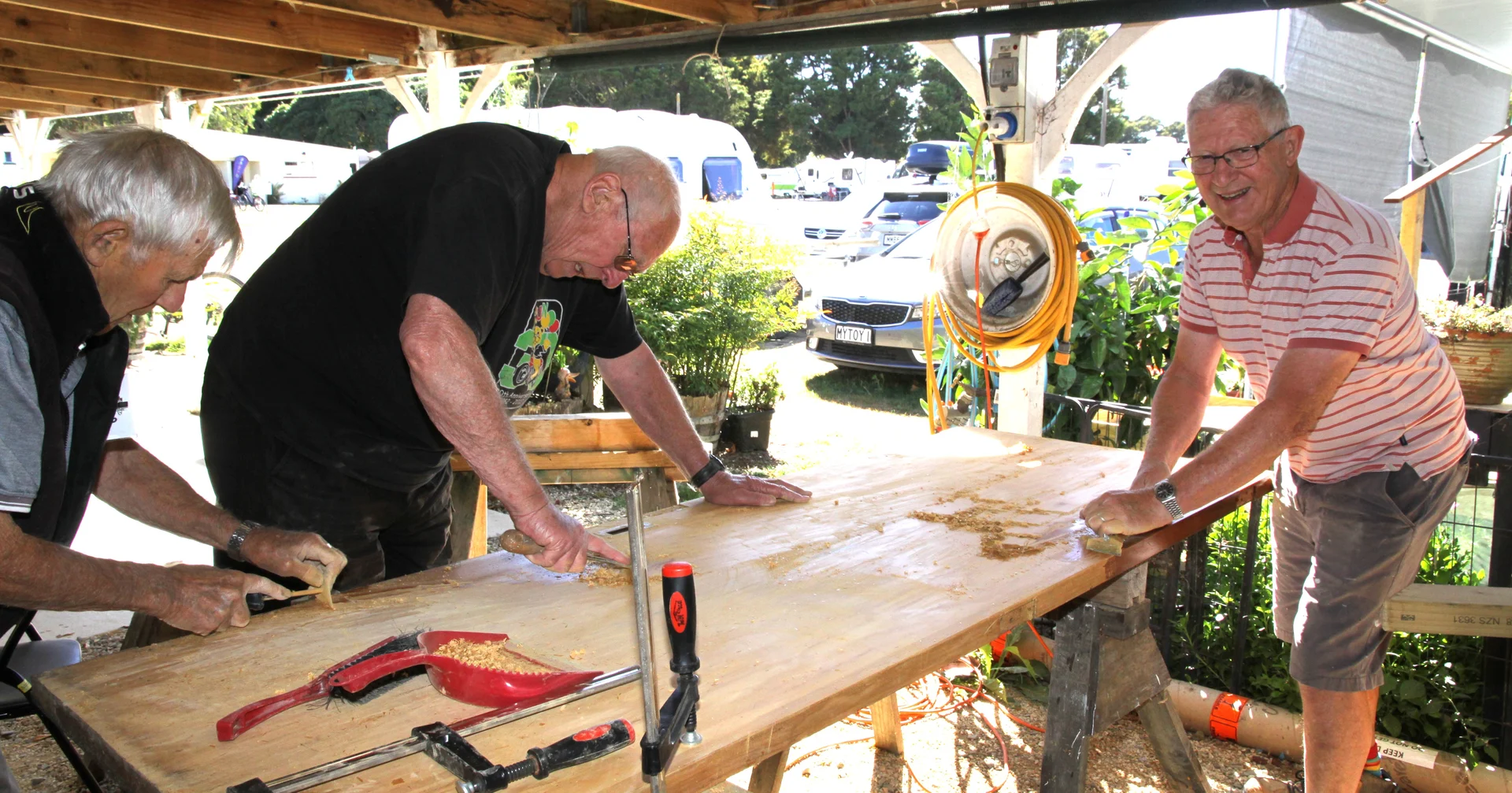 Motueka Menz Shed smartens Memorial Hall doors