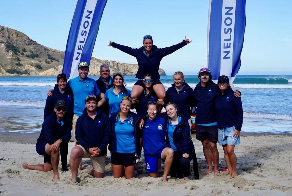 Nelson surf life savers ride competition wave