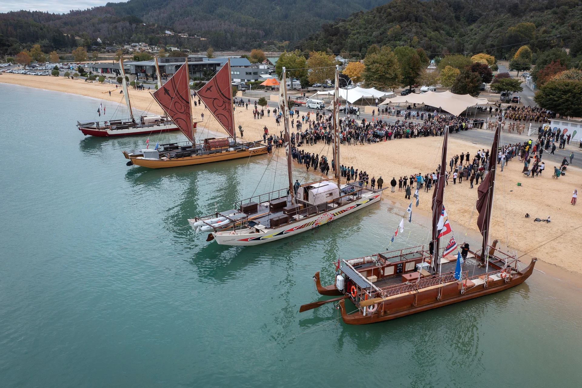 Waka fleet draws crowd of hundreds