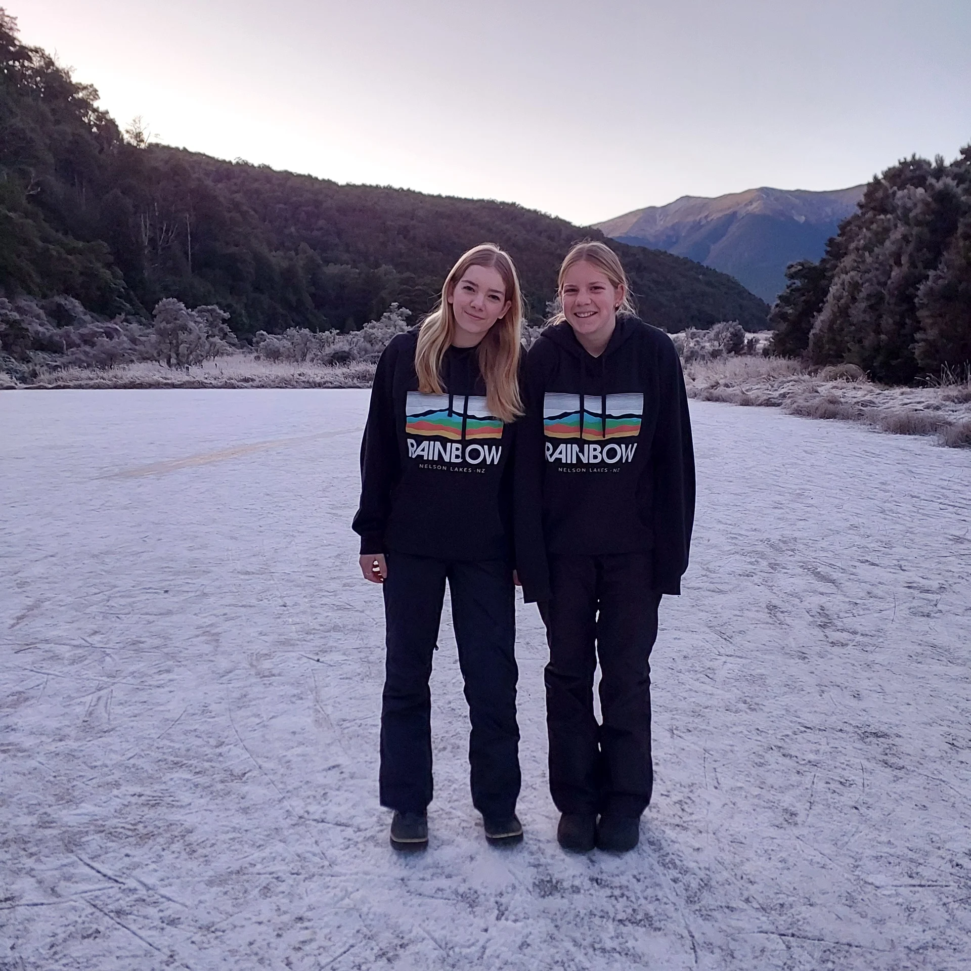 Ski Sisters skating on ice