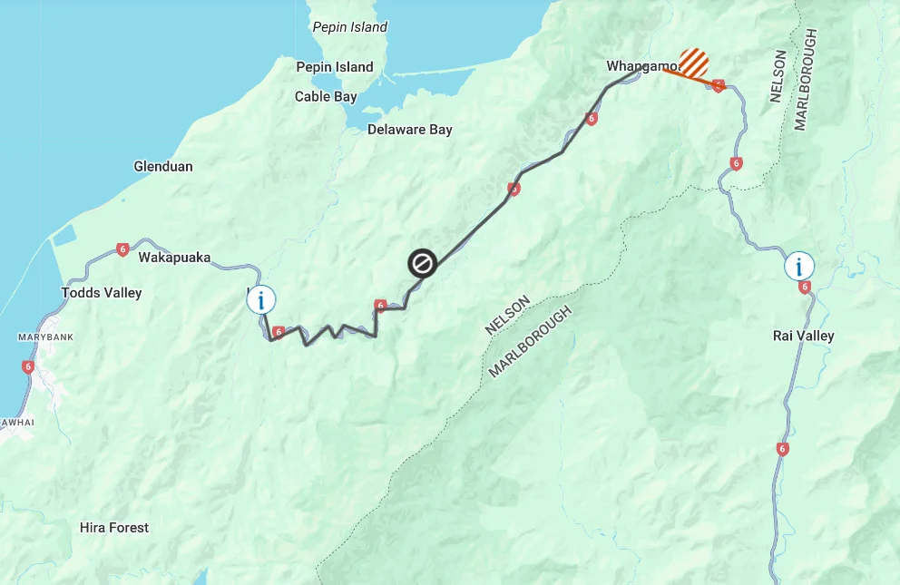SH6 Nelson to Blenheim remains closed