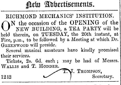 History: Richmond mechanics’ institution providing learning