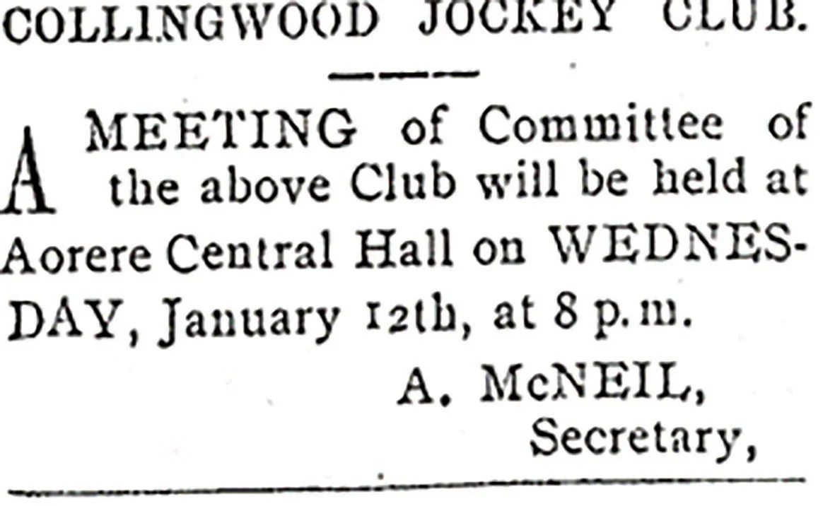 History: Collingwood forms a jockey club