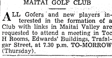 Maitai Golf Club tees off in 1937