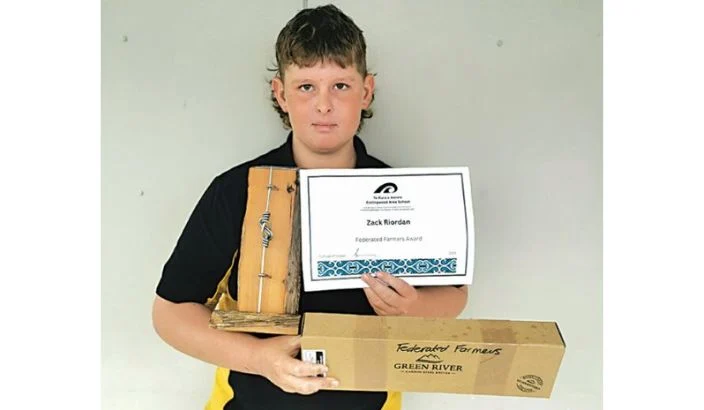Federated Farmers Golden Bay presents its award at both Collingwood Area School and Golden Bay High School