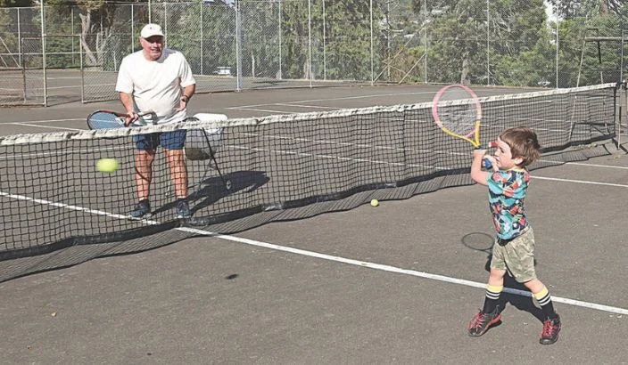 Tennis coach gets drilled by pupil