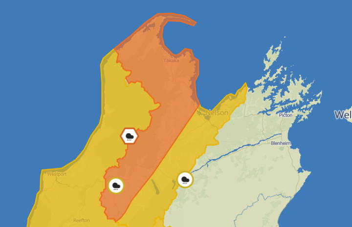 Heavy rain warning Māpua to Golden Bay