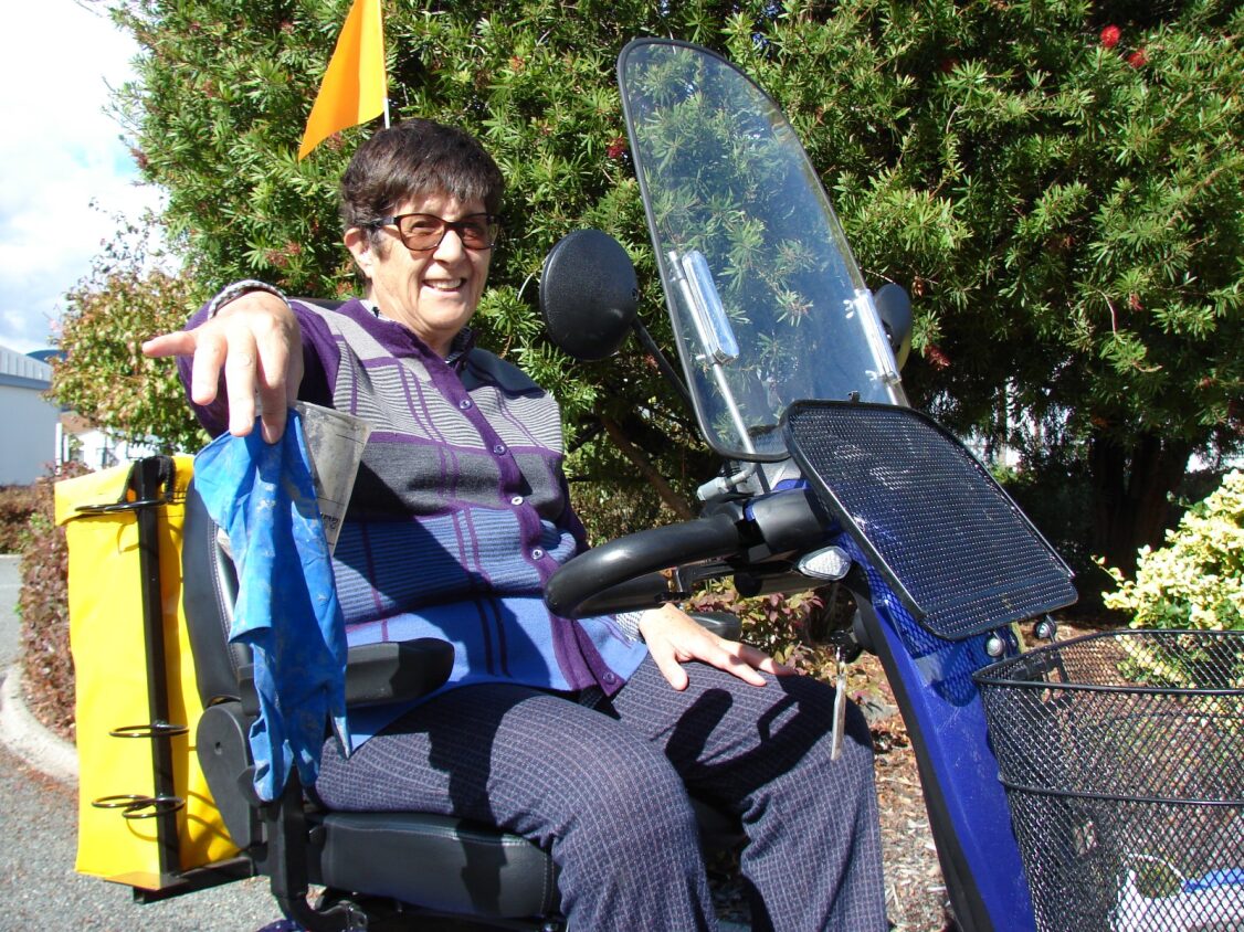 Jane’s litter mission on a scooter