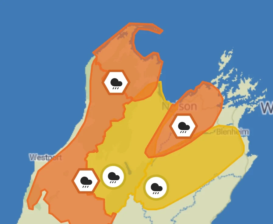 Orange warning for Nelson and Tasman