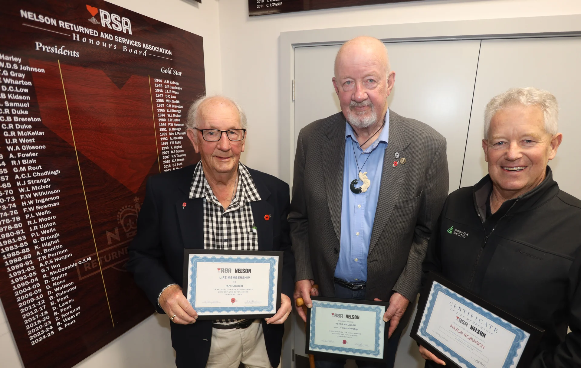Nelson RSA life membership recipients honoured