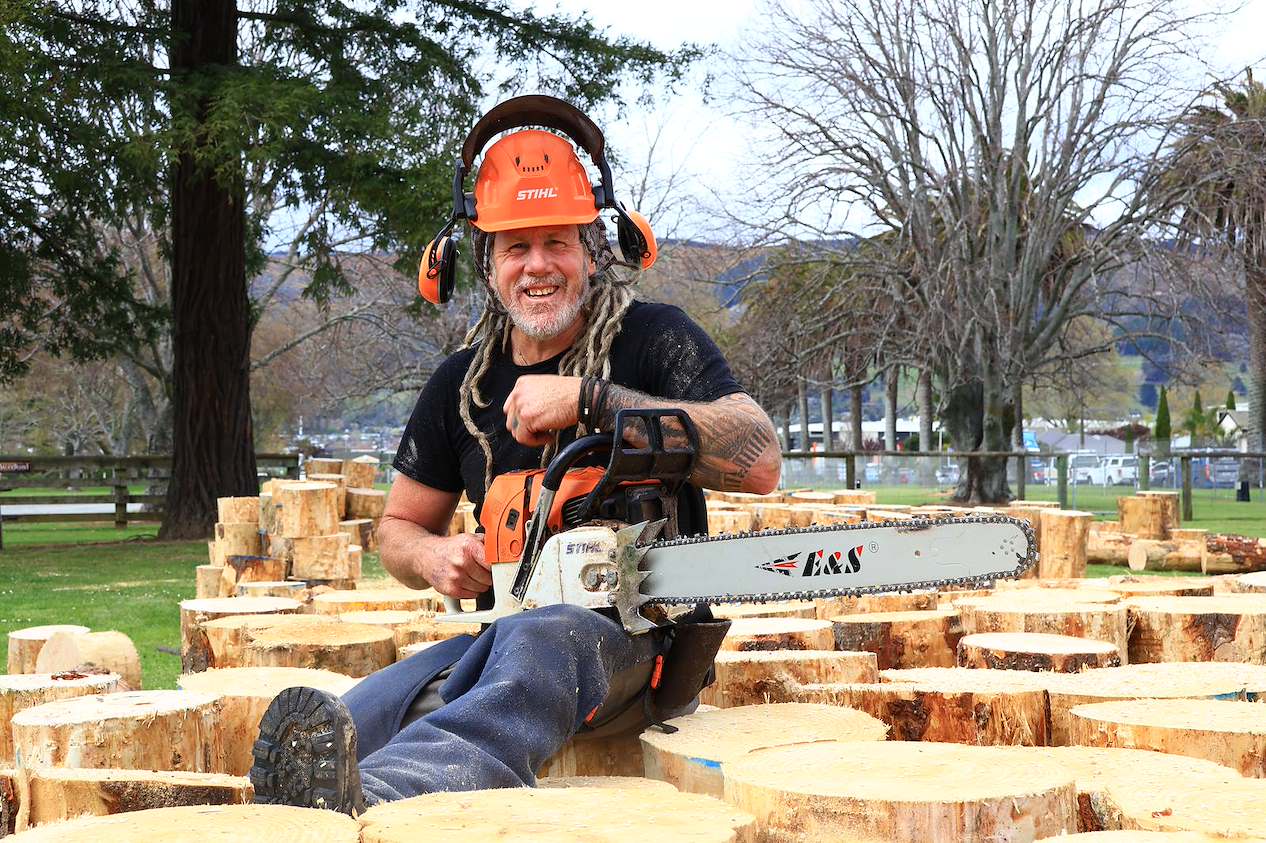 Donated logs and many chainsaws
