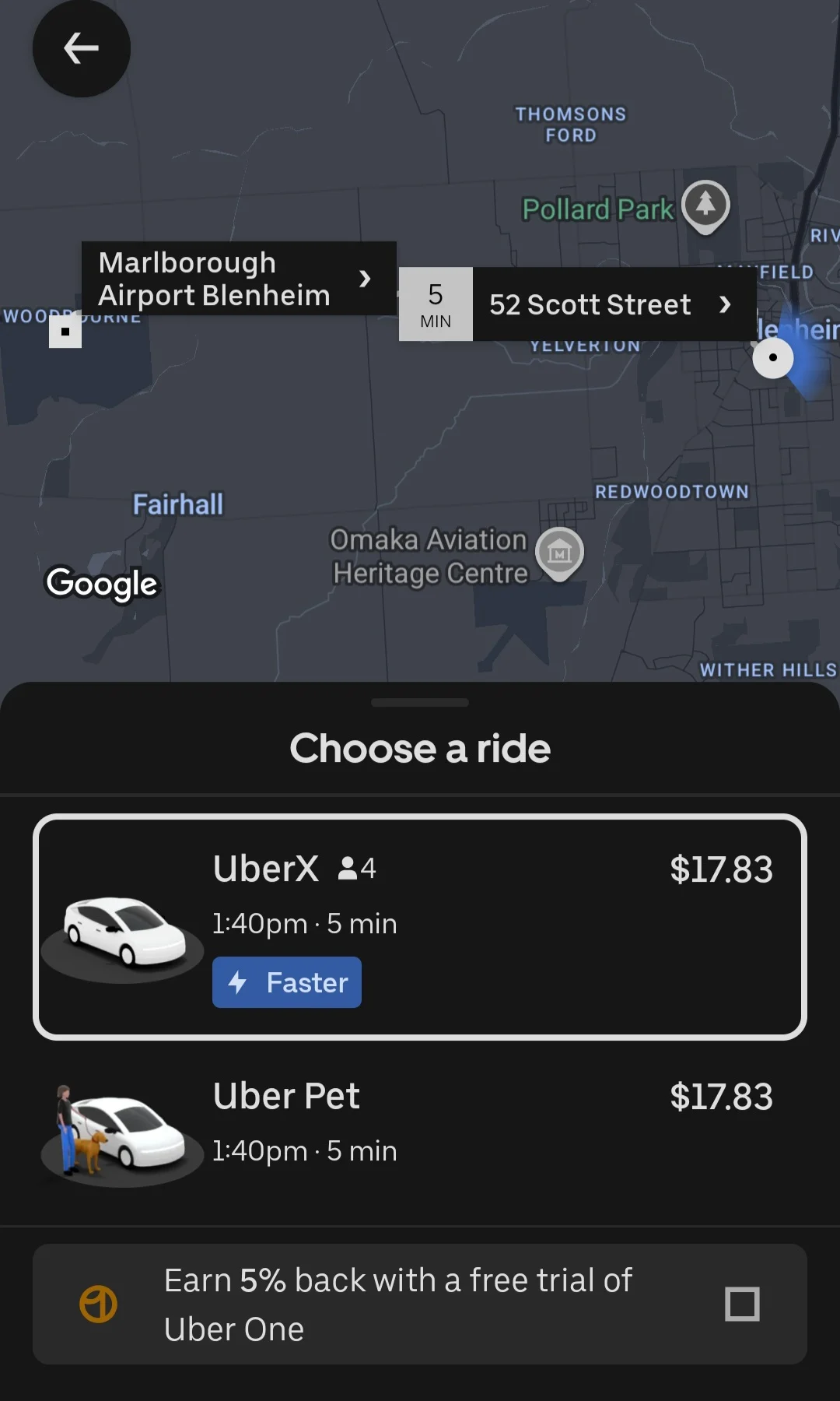 First day of full Blenheim Uber service