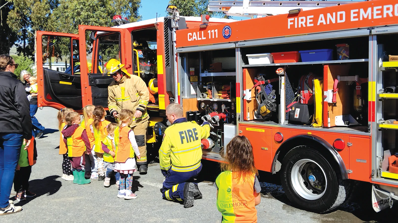 Firefighters spark excitement at preschool