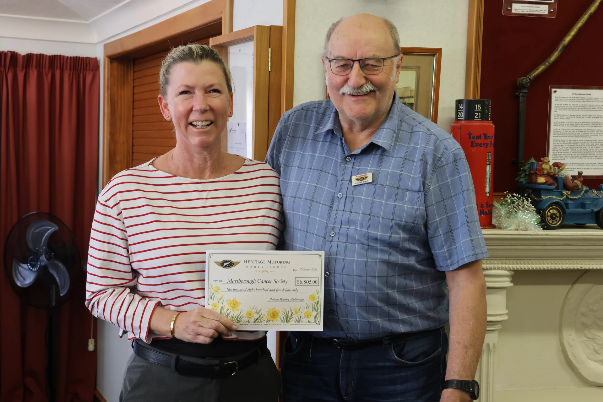 Vintage Car Club donation fuels Marlborough Cancer Support