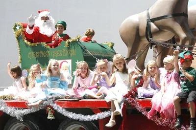 Santa rides into town