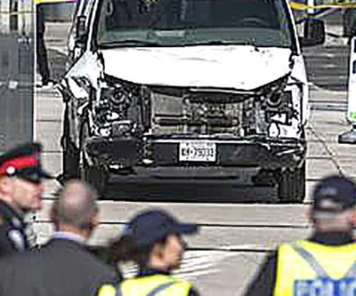 Van mows down pedestrians
