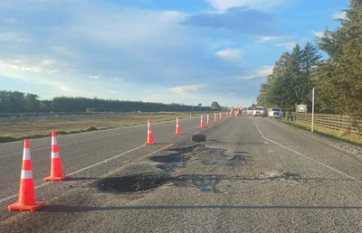 'Knee-deep' potholes damage newly rebuilt stretch of Canterbury highway