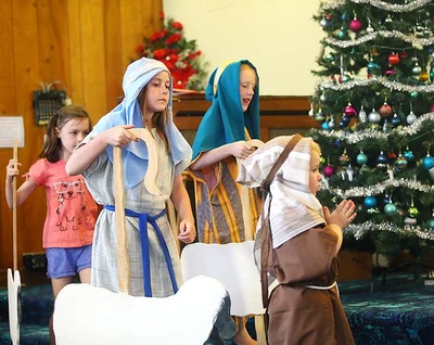 Practising for nativity play