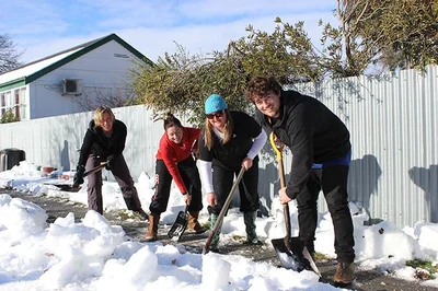 Teachers take to the snow shovels