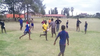 Teaching league to Kenyan kids