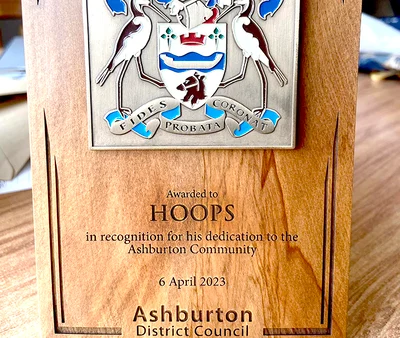 Plaque recognising Hoops defended